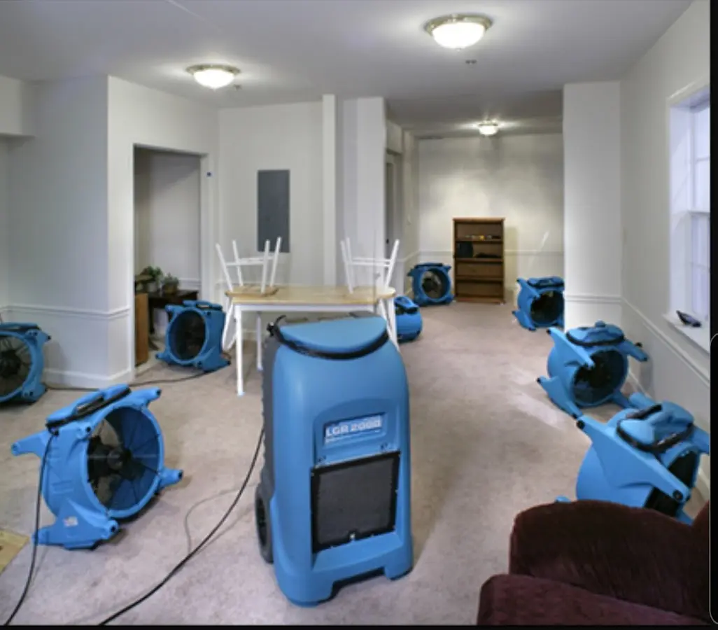 Air movers and dehumidifier setup for Water Extraction & Removal in Swanzey